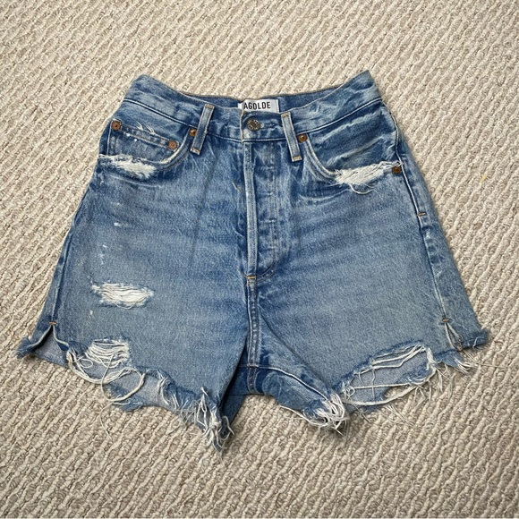AGOLDE DISTRESSED HIGH RISE DENIM SHORT SIZE 24